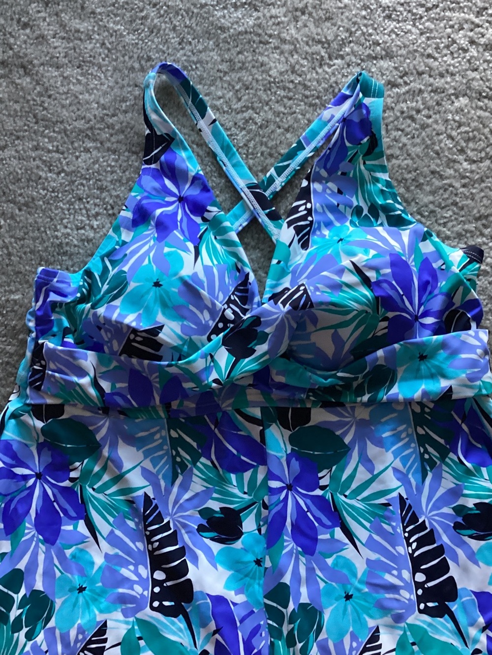 Swimsuits For All Blue & Teal Floral Top, Size 20 - Picture 3 of 8